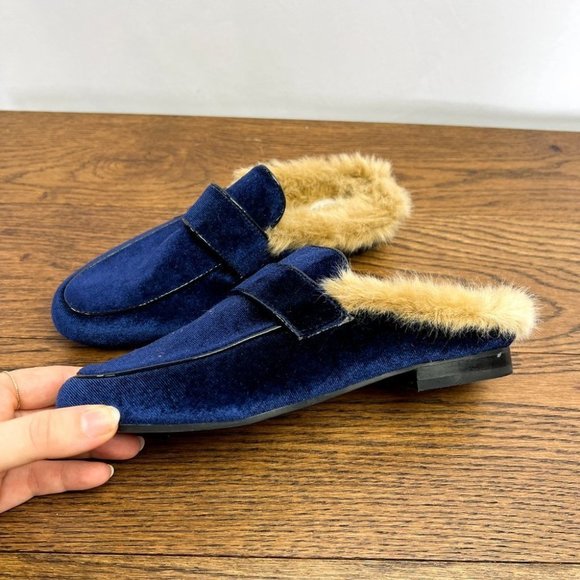 Nwob Steve Madden Kaden Royal Blue Faux Fur Loafers Sz 5.5 - Picture 2 of 4